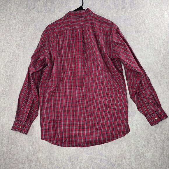 L.L.Bean Mens Plaid Button-Down Shirt L Red Long Sleeve 100% Cotton - Picture 2 of 5